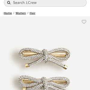 J. Crew Silver and Gold Rhinestone Bow Hair Accessories